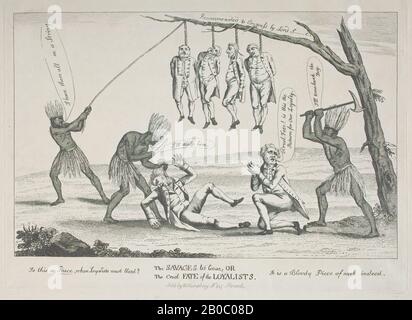 William Humphrey, The Savages Let Loose OR the Cruel Fate of the Loyalists, 1783, Radierung auf Papier, 9 15/16 in. X 14 in. (25,2 cm x 35,5 cm.) Stockfoto