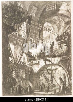 Giovanni Battista Piranesi, Carceri d'Invenzione, Platte VI, 1745, Radierung auf Papier, 21 9/16 Zoll x 15 7/8 Zoll (54,69 cm x 40,32 cm) Stockfoto