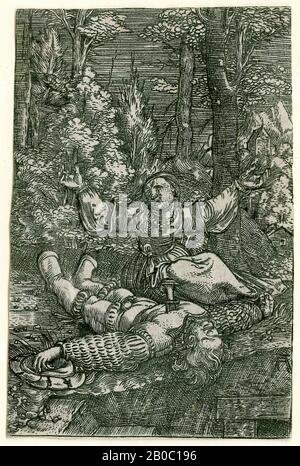 Albrecht Altdorfer, Pyramus und Thisbe, ca. 15151518, Gravur auf verlegtem Papier, 2 3/8 Zoll x 1 1/2 Zoll (6 cm x 3,81 cm) Stockfoto