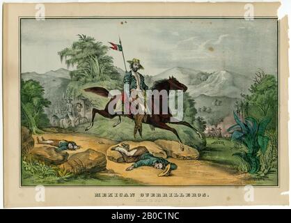 Unbekannter Künstler, Teil einer Sammlung mexikanisch-amerikanischer Kriegsdrucke, mexikanischer Guerilleros. Mexiko in den Jahren um das Jahr 1848 oder um das Jahr 1848, Farblithograph auf dem Papier, 10 Zoll x 13 7/8 Zoll. (25,4 x 35,24 cm Stockfoto