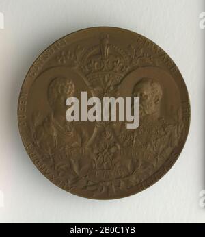 Unbekannter Künstler, Edward VII und Alexandra, Queen Consort Medal, '02, 1902, Bronze, 2 1/16 Zoll. (5,2 cm.) Stockfoto