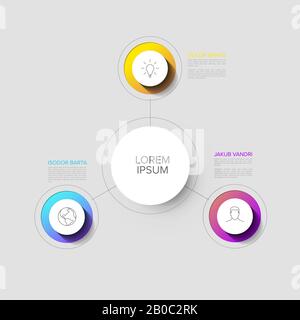 Infografievorlage Vector Multifunktions mit drei Elementen und modernen Farben auf weißem Hintergrund Stock Vektor