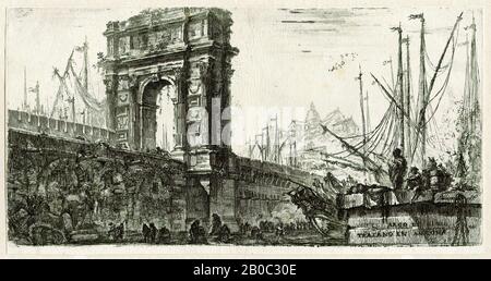 Giovanni Battista Piranesi, Bogen von Trajan, Ancona, 1744-1748, Radierung auf Papier, 5 5/16 in. X 10 9/16 in. (13,5 cm x 26,9 cm) Stockfoto