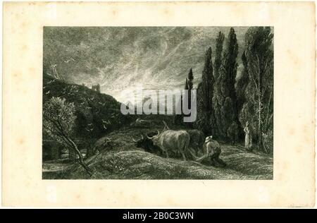 Samuel Palmer, Der Frühe Plowman, vor 1861, Radierung auf cremefarbenem Papier, 6 15/16 Zoll x 10 9/16 Zoll. (17,62 x 26,83 cm Stockfoto