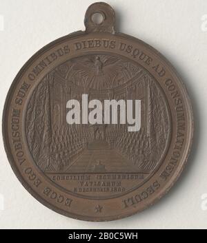 Unbekannter Künstler, Piusix-Medaille, 1869, Bronze, 1 5/8 Zoll (4,2 cm.) Stockfoto