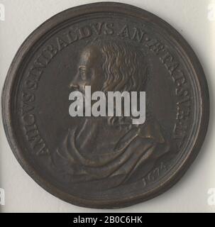 Unbekannter Künstler, Amico Sinibaldo, 1674, Bronze, 2 1/8 Zoll (5,4 cm.) Stockfoto