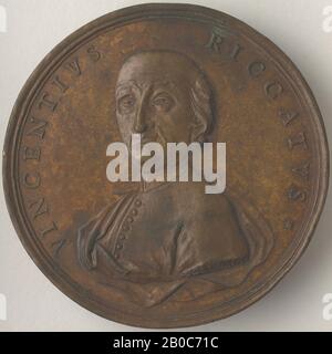 Filippo Balugani, Vicenzo Riccati, 1776, Bronze, 2 1/16 Zoll (5,3 cm.) Stockfoto