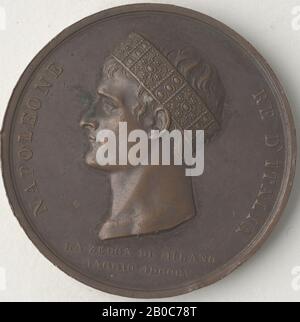 Luigi Manfredini, Napoleon Bonaparte Medal 23. Mai 1805, Bronze, 1 5/8 Zoll. (4,2 cm.) Stockfoto