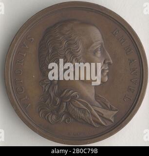 Amadeo Lavy, Victor Emmanuel I., 1814, Bronze, 2 1/16 Zoll (5,2 cm.) Stockfoto