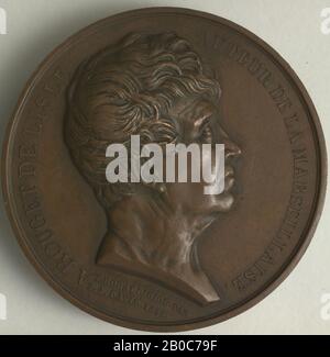 Emile Rogat, Claude Joseph Rouget de Lisle, 1834, Bronze, 2 Zoll (5,1 cm) Stockfoto