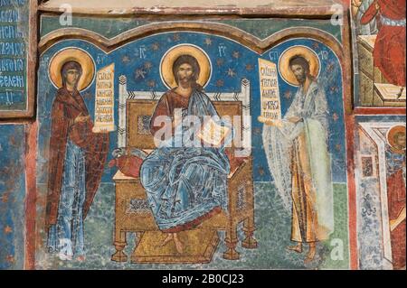 RUMÄNIEN, IN DER NÄHE VON SUCEAVA, KLOSTER VORONET (1488), SÜDWAND, DEIS Stockfoto