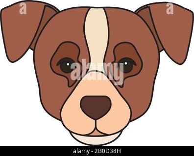 Gesicht des braunen Hundes mit einem weißen Punkt, isoliertes Symbol Stock Vektor