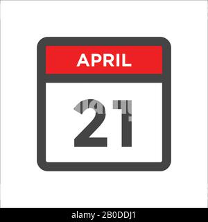 Kalendersymbol vom 21. April mit Tag und Monat Stock Vektor