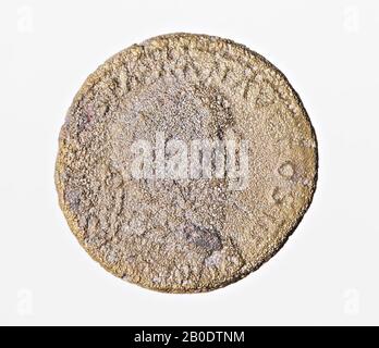 Niederländische Römerzeit, Münze, Dupondius, Vespasian, Metall, Kupfer, Diam., 29 mm, WT., 9,93 gr, roman 71, Niederlande, Utrechter, Bunnik, Vechten Stockfoto