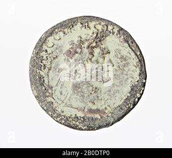 Die niederländische Römerzeit, Münze, Sestertius, Domitian, Metall, Kupfer, Diam., 34 mm, WT., 24,38 gr, roman 92-96, Niederlande, Utrechter, Bunnik, Vechten Stockfoto