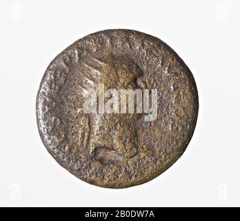 Niederländische Römerzeit, Münze, Dupondius, Vespasian, Metall, Kupfer, Diam., 28 mm, WT., 9,66 gr, roman 71-72, Niederlande, Utrechter, Bunnik, Vechten Stockfoto