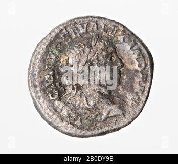 Niederländische Römerzeit, Münze, Denarius, Severus Alexander, Metall, Silber, Diam., 19 mm, WT., 4,25 gr, roman 222, Niederlande, Utrechter, Bunnik, Vechten Stockfoto