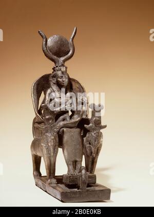 Ägypten, Bronze, Göttin, Bronze, 22,5 x 26,5 x 12,5 cm, Spätzeit,?, 700-332 v. Chr., Ägypten Stockfoto