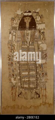 Ägypten, Mumienteppich, Stoff, Leinen, Leinen, Polychromie, 212 x 102 cm, Griechisch-römische Zeit, Röm., Kaiserliche Zeit, 109 n.Chr. 109 n. Chr., Ägypten Stockfoto