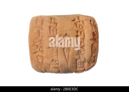 Uralter Naher Osten, Beschriftung, Steingut, Ton, L 4,1 cm, W 3,3 cm, H 1,8 cm, Ur III Zeitraum 2112-2004 v. Chr., Irak Stockfoto