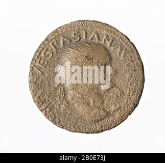 Die niederländische Römerzeit, Münze, Dupondius, Vespasian, Metall, Kupfer, Diam., 28 mm, WT., 8,70 gr, roman 69-79, Niederlande, Utrechter, Bunnik, Vechten Stockfoto