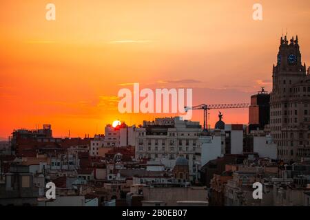 Blick auf die Gran Via Stockfoto