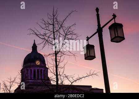 Sunrise auf dem Marktplatz, Nottingham England, Großbritannien Stockfoto