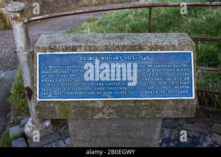 ST ANDREWS, SCHOTTLAND - 17/2/2020 - EINE Gedenkstätte für John Wishart Stockfoto