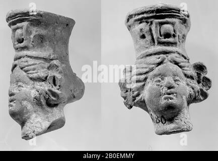 Figurine, Fragment, Kopf, Steingut, Terrakotta, 4,2 cm, hellenistisch (?) -200 Stockfoto