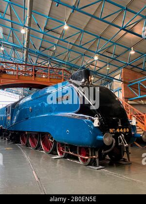 Mallard ist eine Dampflok der LNER-Klasse A4 4-6-2 Pacific, die 1938 in Doncaster Works, England gebaut wurde. Er ist Inhaber des Weltrekords für s Stockfoto