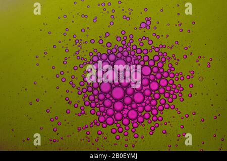 Grün und violett Wasserblasen Makro abstrakter Hintergrund Stockfoto