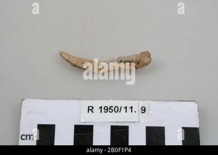 Gebogener Planer aus Feuerstein, Planer, Stein, Feuerstein, 5,5 x 0,9 x 0,7 cm, prähistorisch, Frankreich, unbekannt, unbekannt, Longue Roche Stockfoto