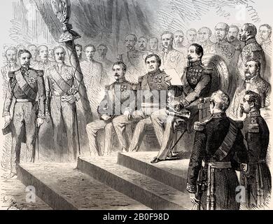 Abgeordnetenkammer, Eröffnung der Legislaturperiode durch Louis-Napoléon Bonaparte, Napoleon III., Zweites französisches Reich, im Jahre 1863 Stockfoto