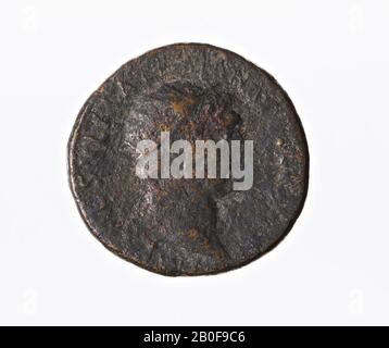 Die niederländische Römerzeit, Münze, Dupondius, Trajan, Metall, Kupfer, Diam., 26 mm, WT., 9,89 gr, roman 101-102, Niederlande, Gelderland, Maasdriel, Rossum Stockfoto