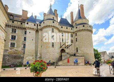 Frankreich, Indre et Loire, regionaler Naturpark der Loire-Touraine, Loire-Tal, das von der UNESCO zum Weltkulturerbe erklärt wird, Langeais, Eingang des Schlosses Stockfoto