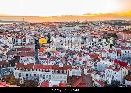 Farbenfroher Draufsicht über Lissabon, Portugal. Stockfoto
