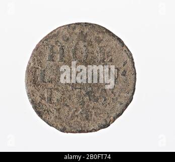 Coin, Penny (Holland), 1702-1780, Metall, Bronze, nt 1702-1780, Niederlande ?, unbekannt, unbekannt, unbekannt Stockfoto