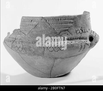 Niederlande Vorgeschichte, Topf, Fragment, Steingut, 17 x 14,5 x 10,7 cm, Vorgeschichte -3400, -2900, Niederlande, Drenthe, Borger-Odoorn, Drouwen, Dolmen D19 Stockfoto