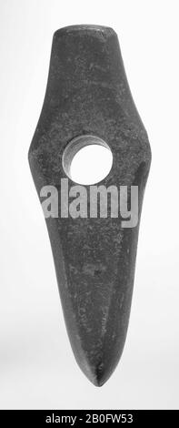 Steinhammer aus Jutlandian Modell mit Stammloch, Hammer, Stein, Länge: 15 cm, Vorgeschichte -3100 Stockfoto