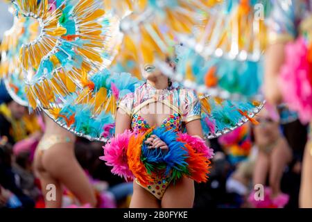 Ovar, Portugal - 3. März: Gruppe Charanguinha während der Karnevalsparade am 3. März 2019 in Ovar, Portugal Stockfoto