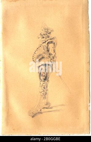 Jean-Louis-Ernest Meissonier, Französisch, 1815-1891, Polichinelle, nach 1850 Stift auf Papier, Gesamt: 7 3/8 x 4 3/4 Zoll. (18,7 x 12,1 cm Stockfoto