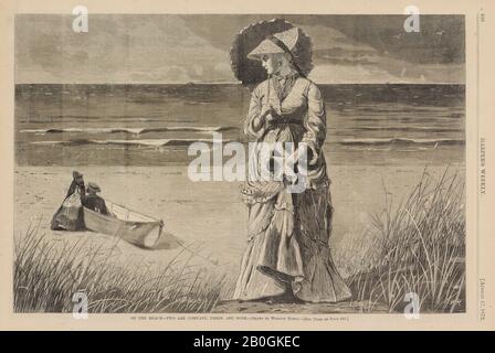 Nach Winslow Homer, amerikanisch, 186-1910, On the Beach-Two are Company, Three are None, From Harper's Weekly, Bd. 16, 17 Aug. 1872, Wood Gravur on Newsprint, Bild: 9 1/8 x 13 3/4 in. (23,2 x 35 cm Stockfoto