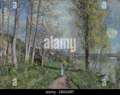 Alfred Sisley, Englisch, 1839-1899, Ufer der seine bei By, c 88-81, Öl auf Leinwand, 21 3/8 x 28 7/8 Zoll (54,3 x 73,3 cm Stockfoto