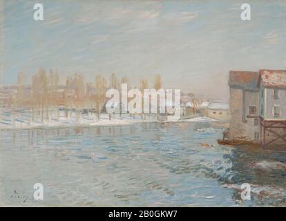 Alfred Sisley, Englisch, 1839-1899, The Loing and the Mills of Moret, Snow Effect, 1891, Oil on Canvas, 23 1/8 x 32 1/8 Zoll (58,7 x 81,6 cm Stockfoto