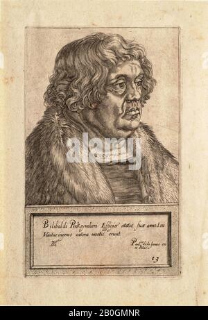 Paul De la Houve, französisch, aktiv im 17. Jahrhundert, Nach Albrecht Dürer (deutsch 1471-1528), Willibald Pirckheimer, Anfang des 17. Jahrhunderts, Gravur auf Papier, Grenze: 8 11/16 x 6 Zoll. (22,1 x 15,2 cm Stockfoto