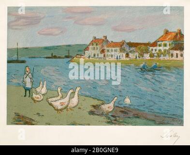 Alfred Sisley, Englisch, 1839-1899, The River Banks, OR, The Geese, 1897, Lithograph on paper, Image: 8 7/16 x 12 5/8 in. (21,5 x 32 cm Stockfoto