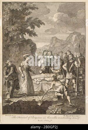 William Hogarth, Englisch, 1697-1764, Don Quixote I: Die Beerdigung von Chrysostomus, 1738, Radierung und Gravur auf Wove-Papier, Bild: 9 3/16 x 6 7/8 Zoll. (23,3 x 17,4 cm Stockfoto