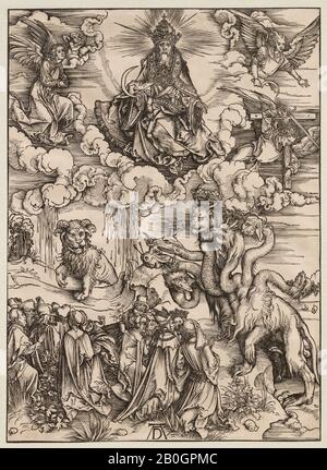 Albrecht Dürer, deutsch 1471-1528, Die Apokalypse: Die Bestie mit Zwei Hörnern Wie ein Lamm, 1496-97, Holzschnitt auf Papier, Bild: 15 1/4 x 11 Zoll. (38,8 x 27,9 cm Stockfoto