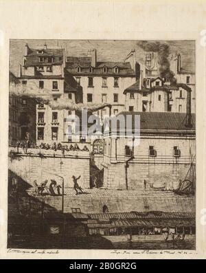 Charles Méryon, französisch, 181-1868, von English Parentage, La Morgue, Paris, 1854, Radierung auf Papier, Platte: 21 x 23 Zoll (53,3 x 58,4 cm Stockfoto