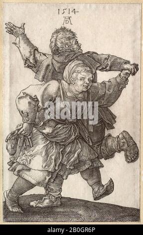 Albrecht Dürer, deutsch 1471-1528, Das Bauernpaar Dancing, 1514, Gravur auf Papier, Bild: 4 1/2 x 2 13 / 16 Zoll. (11,5 x 7,2 cm Stockfoto